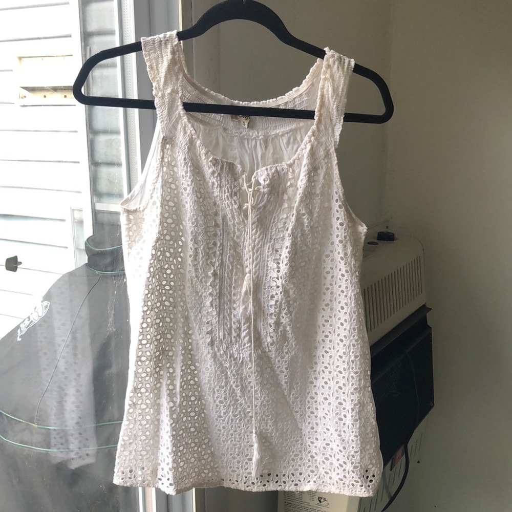 White front laced tank top